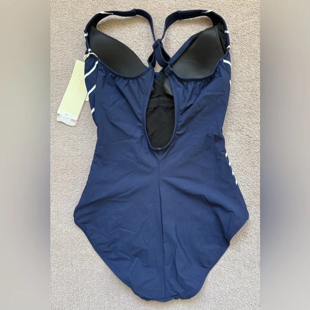 Gottex - EMBRACE V-NECK SURPLICE ONE PIECE SWIMSUIT - Navy White Striped